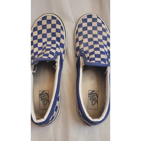 VANS Slip-On Checkerboard Shoes Blue White Skate Size 3 Kids School Comfort - Picture 10 of 10